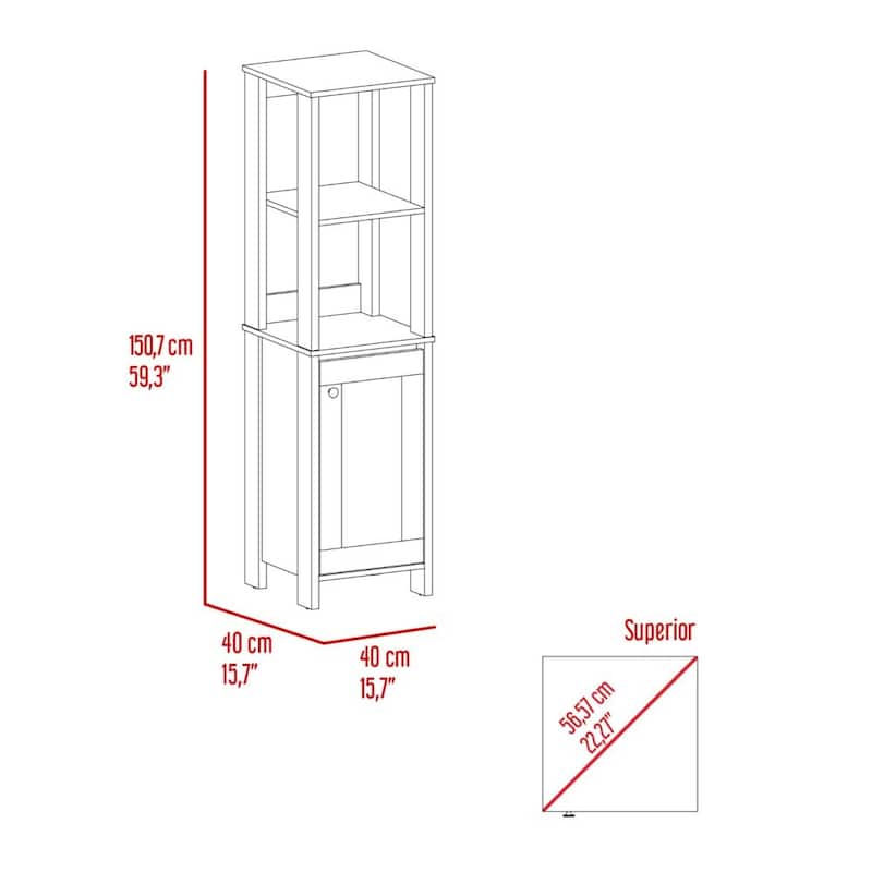 Linen Bathroom Storage Cabinet, Engineered Wood Bathroom Organizer, Freestanding Cabinet with 2 Open & 2 Interior Shelves