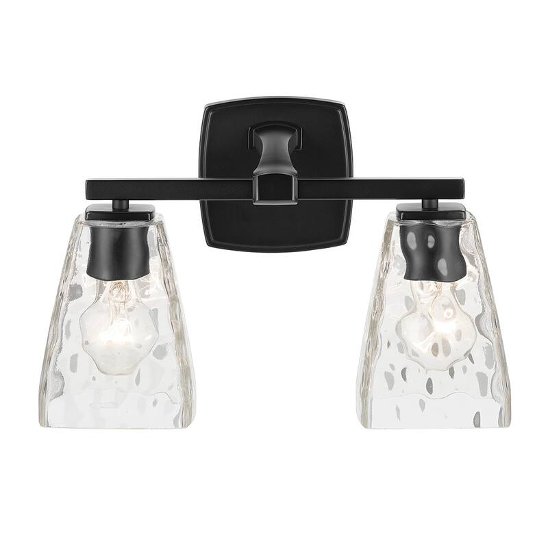 Kichler Lighting Marant 14.25" 2-Light Vanity Light with Clear Water Glass in Black