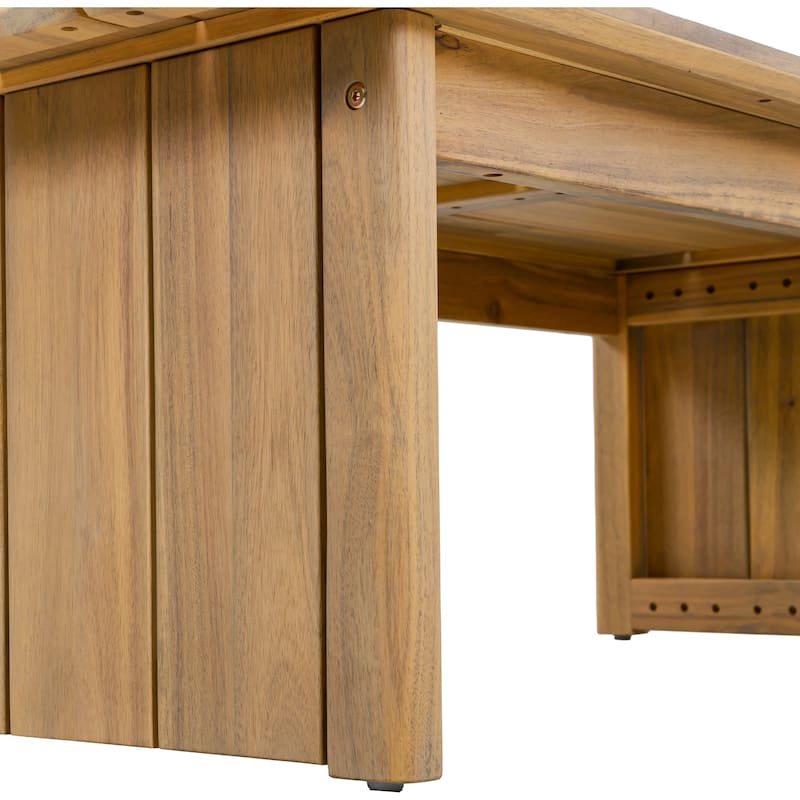 SAFAVIEH Outdoor Patio Furniture Kento Solid Wood Slatted Coffee Table - 47"W x 24"D x 15"H