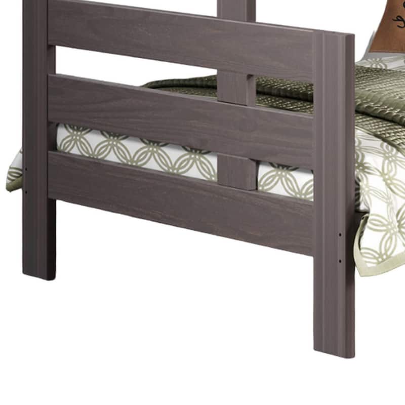 Damie Twin/Full Bunk Bed with Ladder, Brazilian Pine, Gray Solid Wood