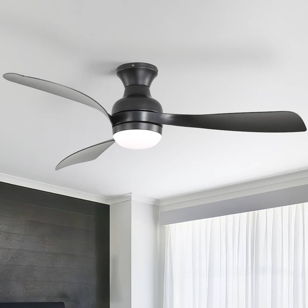 Sofucor 52-Inch Fulsh Mount Ceiling Fan With Light, 18W LED Dimmable Light With Memory Function, DC Motor, 1/4/8H Timer Setting