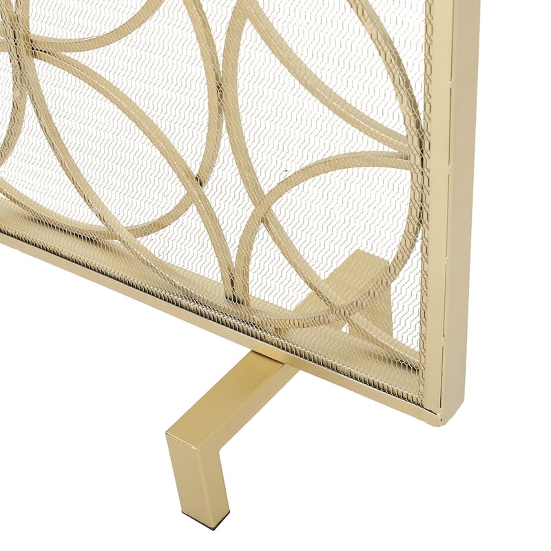Roomfitters Modern Geometric Fireplace Screen, Single-Panel Design with Stylish Circle Patterns and Durable Mesh