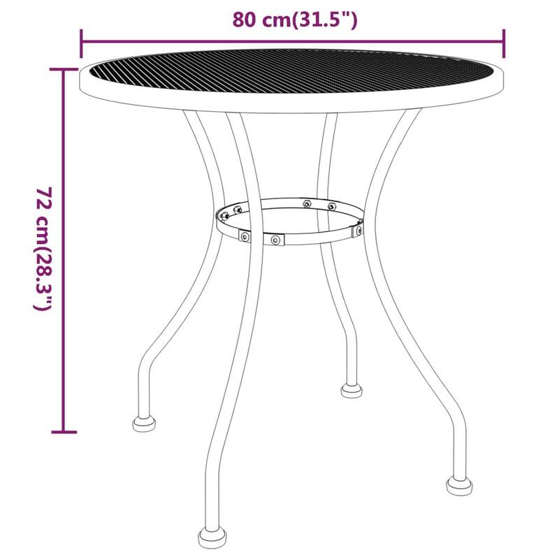 Yoko Outdoor Breakfast Table, Dark Gray Mesh Iron, Round 32 Inch Top
