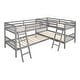 preview thumbnail 6 of 13, Twin Size Wooden L-Shaped Triple Bunk Bed with Ladder, Can be Divided into two L-Shaped Beds, Bedroom Furniture for Kids Teens