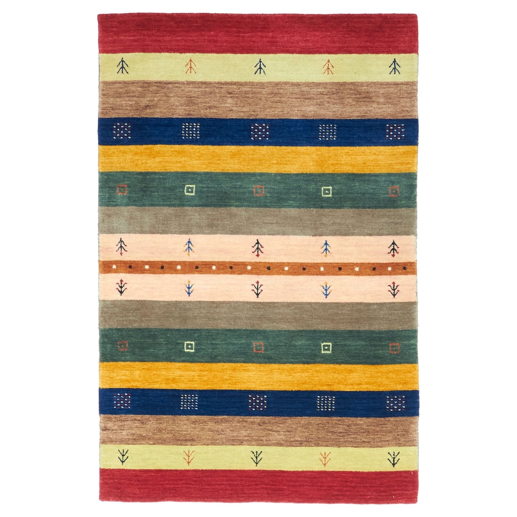 ECARPETGALLERY Hand Loomed Kashkuli Gabbeh Multi Color Wool Rug - 3'9 x 5'9