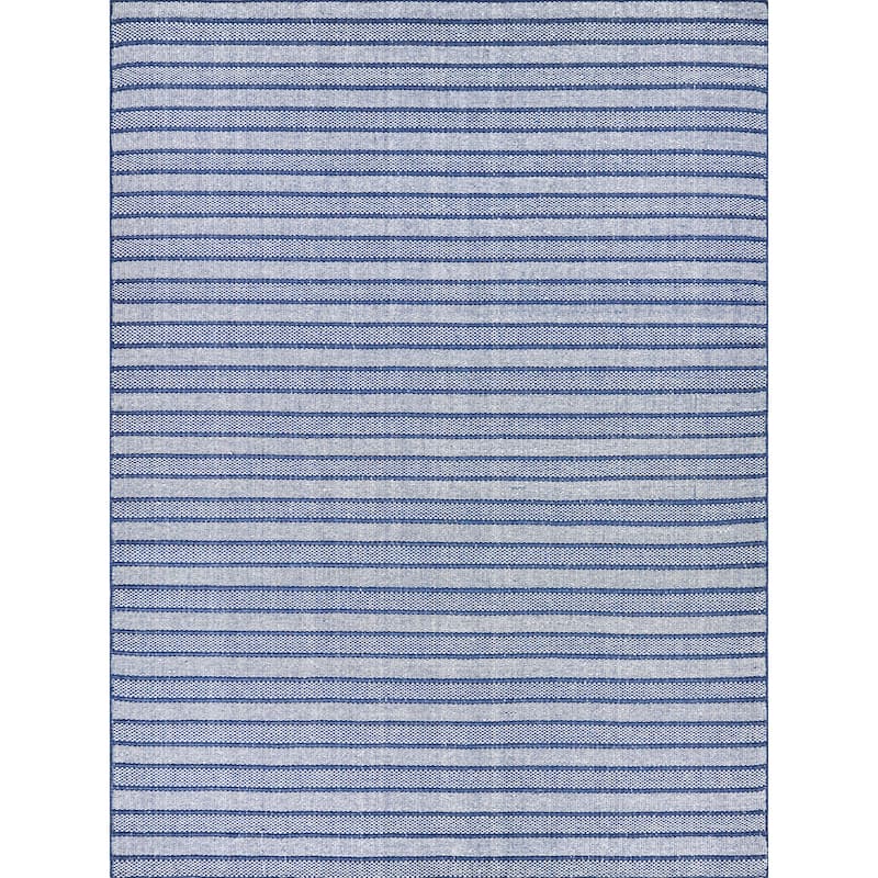 EXQUISITE RUGS Nova Indoor/Outdoor Flatweave PET yarn Blue Area Rug.