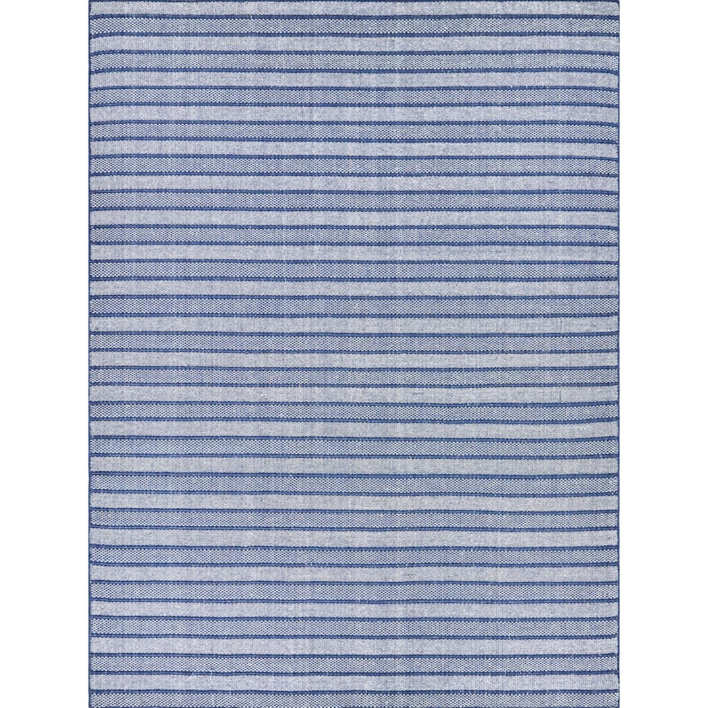 EXQUISITE RUGS Nova Indoor/Outdoor Flatweave PET yarn Blue Area Rug.
