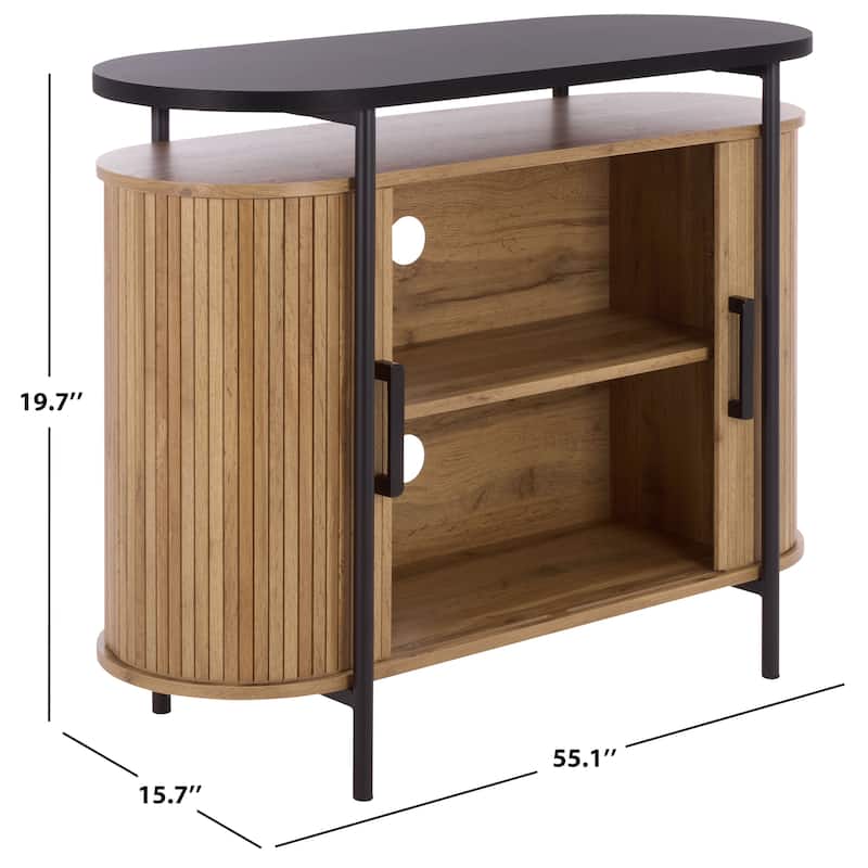SAFAVIEH Home Etka Tambour Doors Compact Sideboard/TV Stand - 39"W x 16"D x 32"H