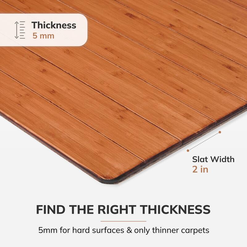 Jani Eco Bamboo Roll-up Rectangular Chair Mat with Lip - Durable and Eco-Friendly Chair Mat