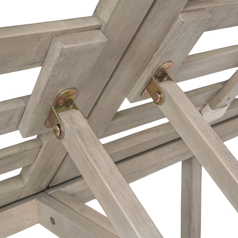 Outdoor Patio Acacia Wood Double Daybed Sunbed with Adjustable Backrest and Folding Side Trays