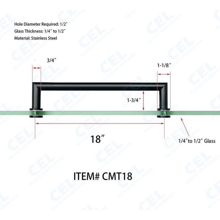 CEL 18" Mitered Corner Singled-Sided Pull Handle/Towel Bar for Shower Door