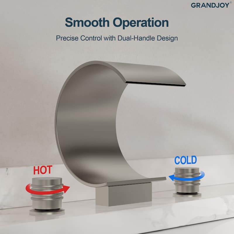 GRANDJOY High Arc Waterfall Widespread Bathroom Sink Faucet