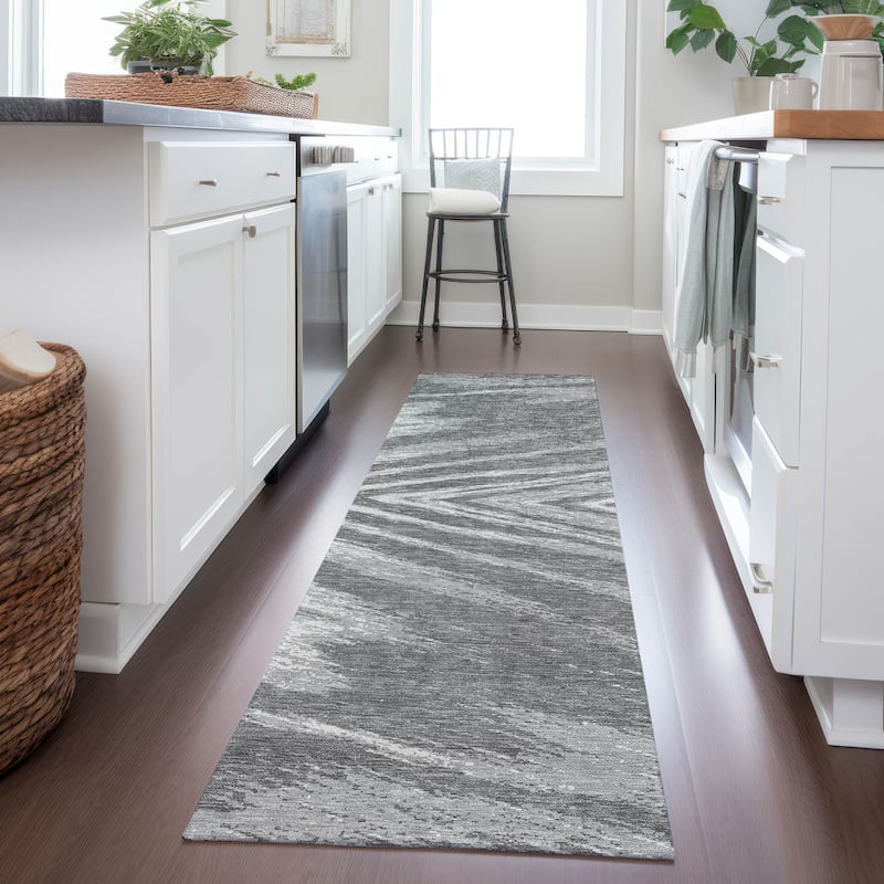 Machine Washable Indoor/ Outdoor Chantille Modern Chevron Rug