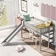 preview thumbnail 4 of 26, Twin Size Low Loft Bed with Ladder and Slide, Space-saving, Gray