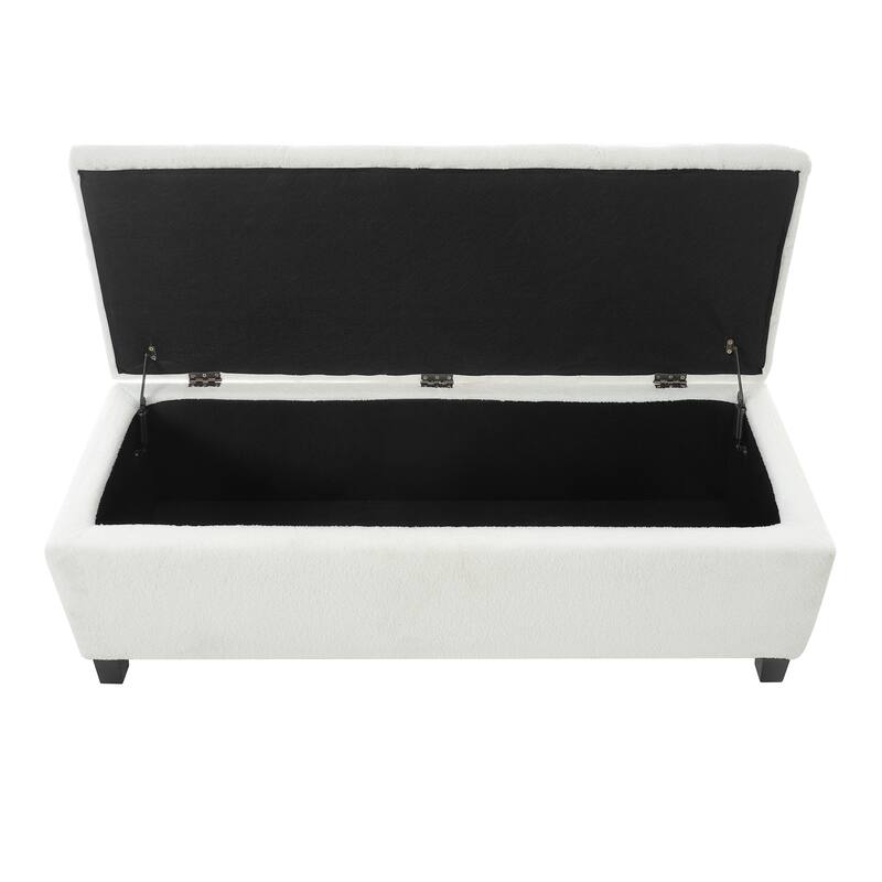 Ottoman Bench with Storage and Rubber Wood Legs