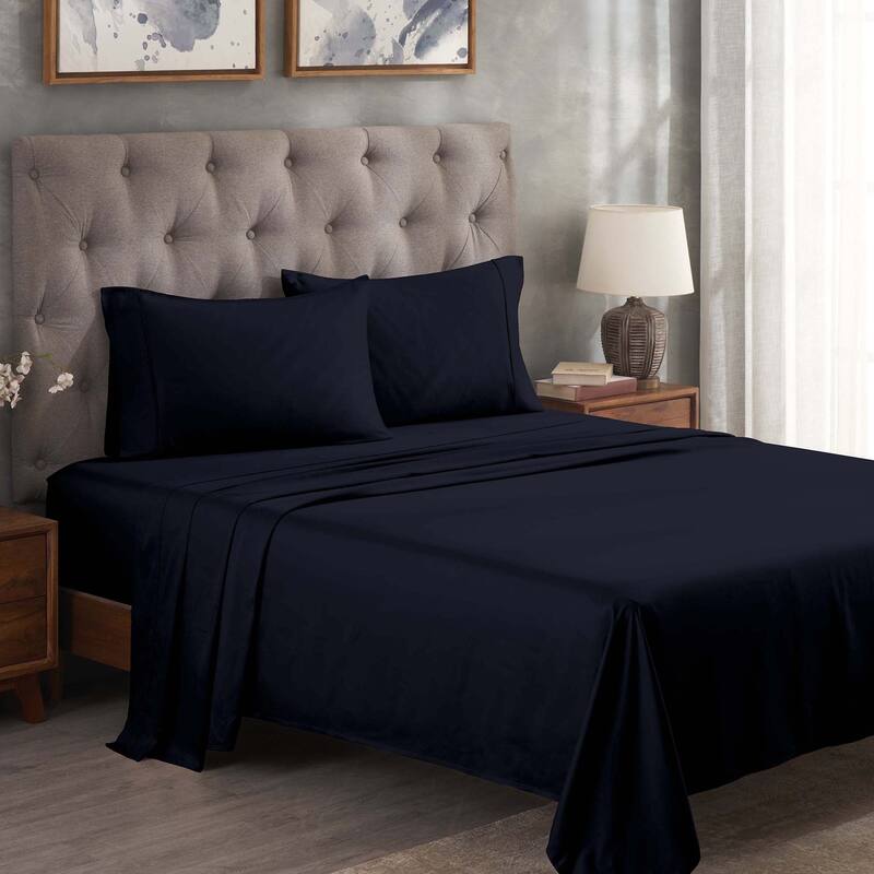 Superior Dorm In A Bag Comforter, Sheet Set, 3 Piece Towel Set and Pillows, Twin XL, Navy Blue