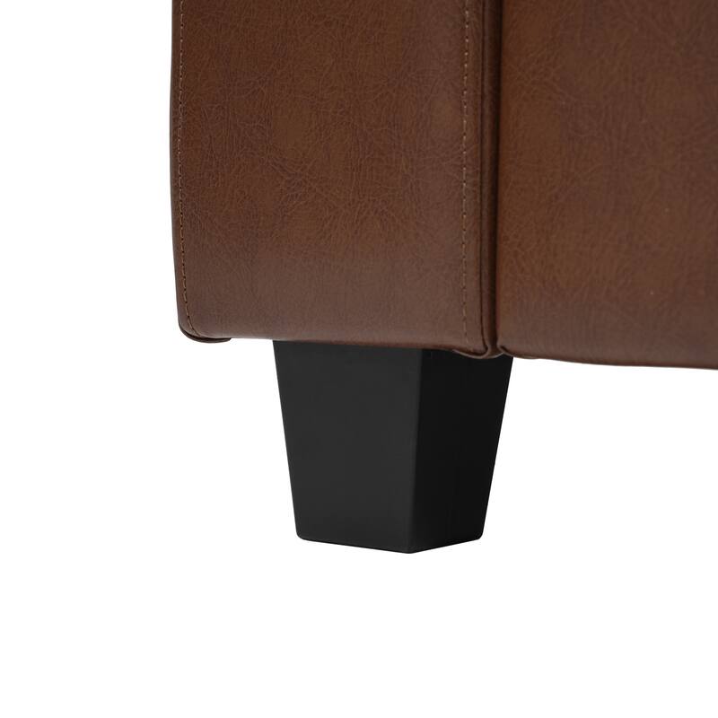 Christopher Knight Home - Harry Modern Upholstered Faux Leather Accent Armchair with Square Arms & High-Density Foam Seat