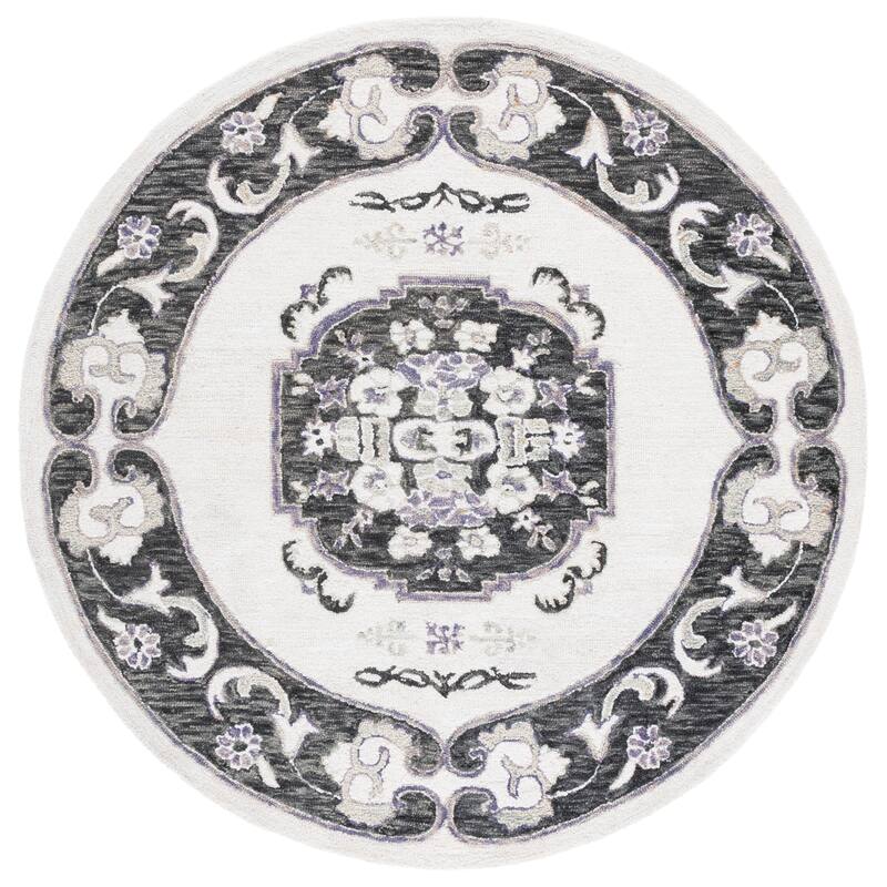 SAFAVIEH Handmade Aspen Ratna Boho Wool Rug - 6' Round - Ivory/Black