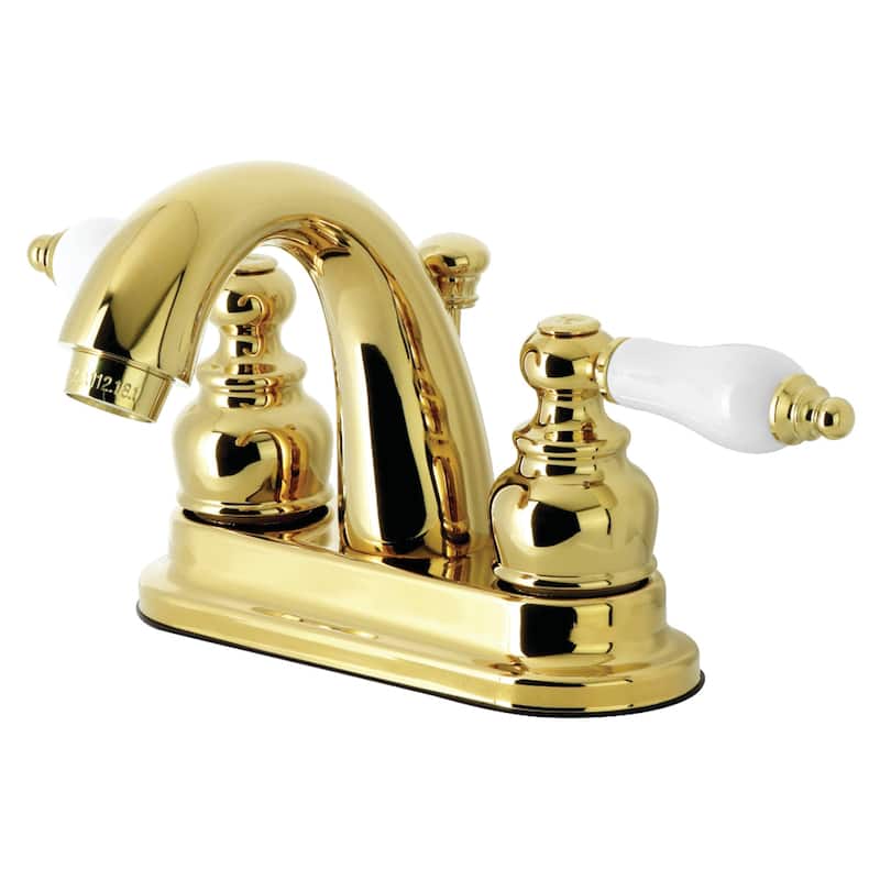 Restoration Two-Handle 3-Hole Deck Mount 4 in. Centerset Bathroom Faucet - Polished Brass