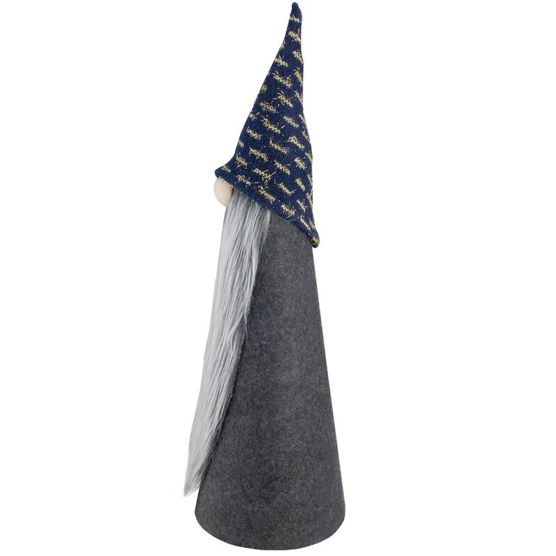 20" Gray and Blue Cone Gnome Christmas Tabletop Decor