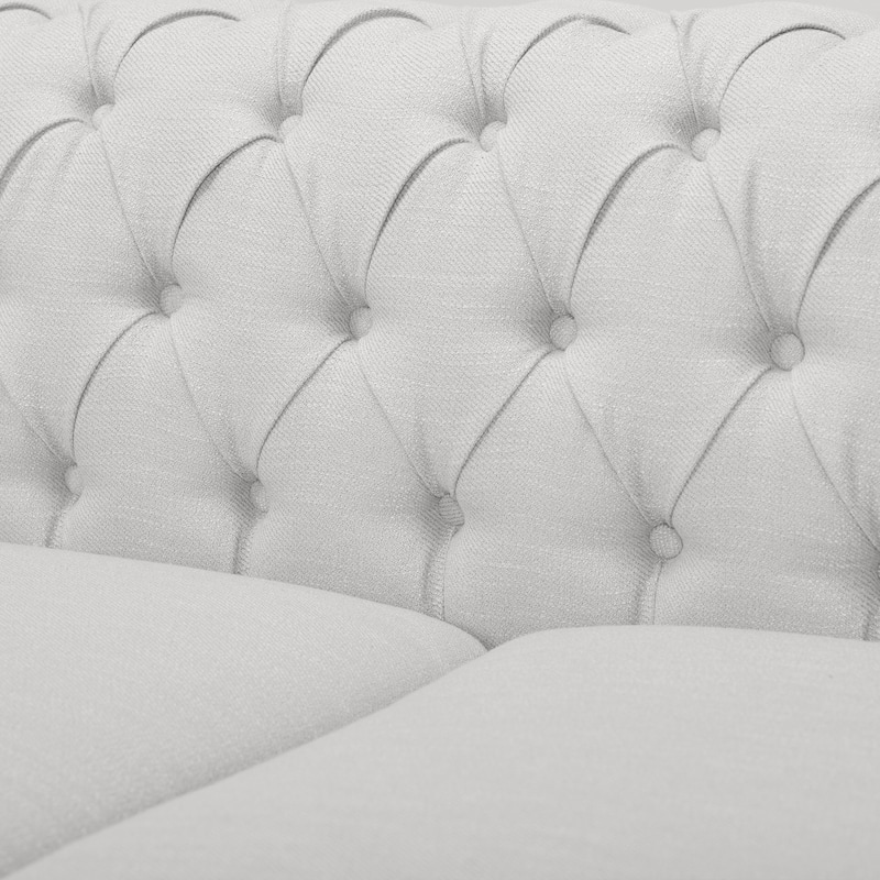 Grey Fabric 3-Seater Chesterfield-Style Sofa