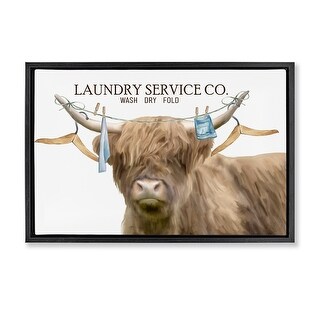Stupell Laundry Service Cattle Framed Floater Canvas Wall Art Design By ...