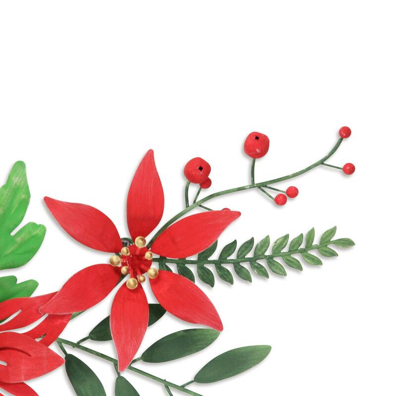 Clara Holiday Poinsettia Metal Floral Arrangement