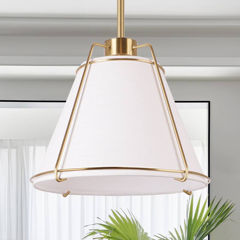 JASIWAY Modern Light Brass Chandelier with E26 Base and Fabric Shade