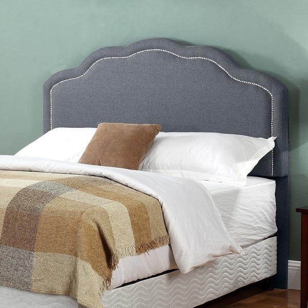 Renee Fabric-upholstered Panel Headboard with Nailhead Trim. Opens flyout.