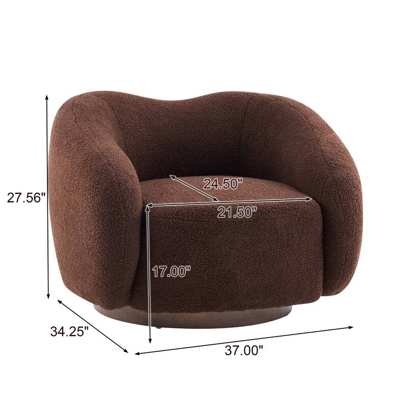 Christopher Knight Home - Aradia Contemporary Boucle Upholstered 360° Swivel Club Chair with Curved Backrest & Wooden Base