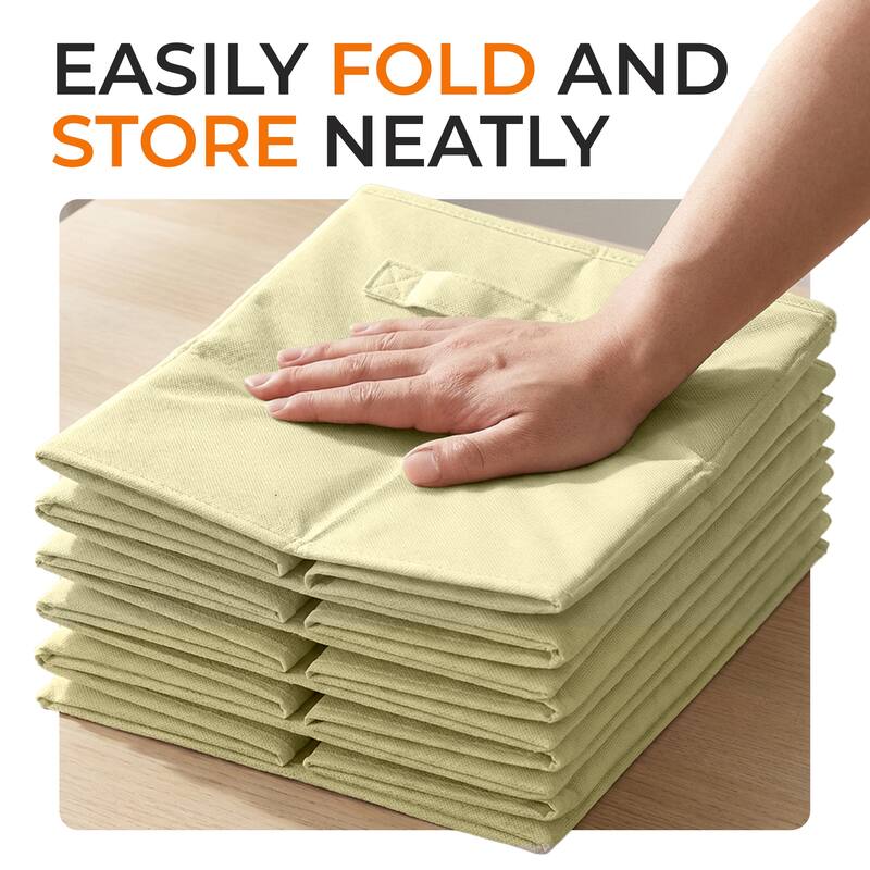 Cheer Collection 6 Pack Fabric Storage Cubes with Dual Handles Collapsible Organizer Bins