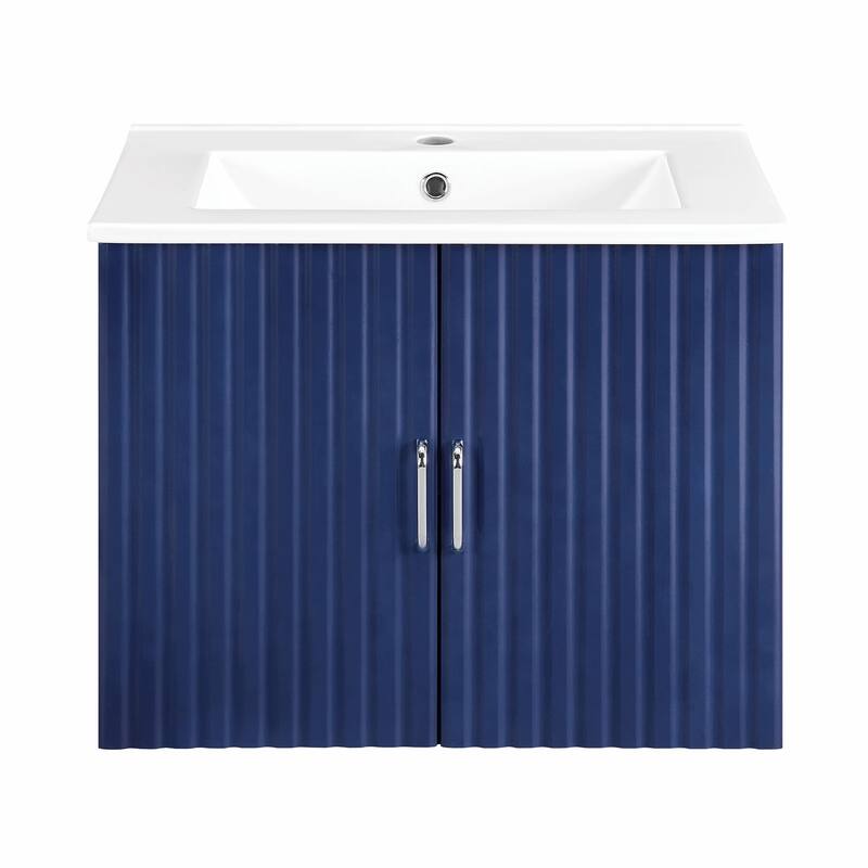 24" Floating Bathroom Vanity with White Porcelain Sink and Soft-Close Doors