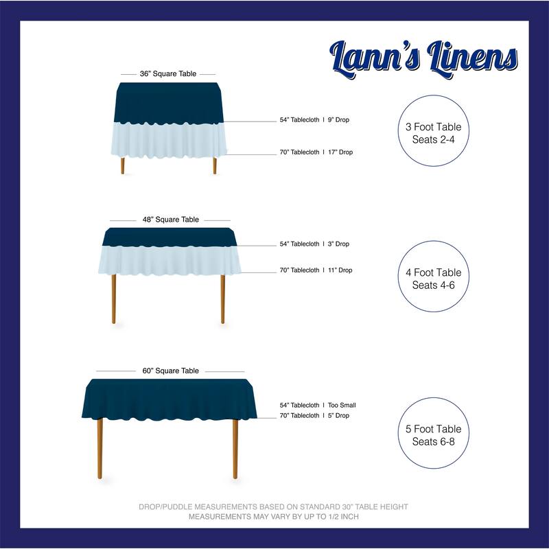 54in Square 20pk Polyester Fabric Tablecloths