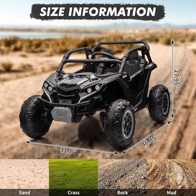 24V Kids Ride On Utv,2-Seater 4WD Off Road Electric Vehicle with Remote Control