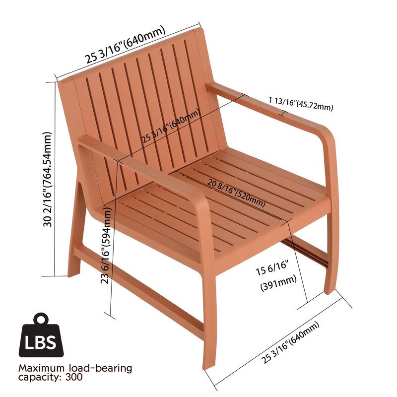 2-Piece Indoor/Outdoor Furniture set 1 Chairs & 1 Coffee Tables Waterproof PP Material- Easy Assembly Patio Conversation Set