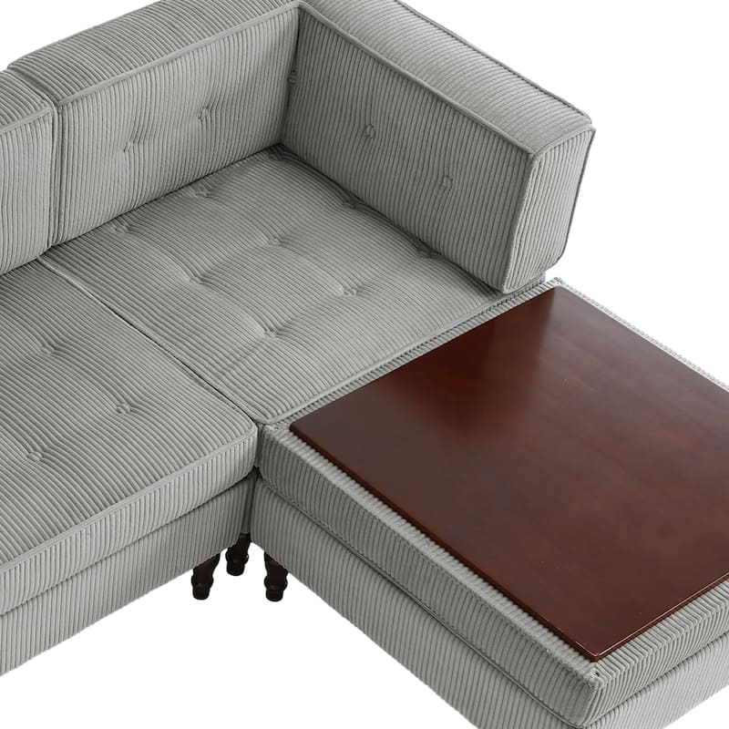 Oversized Sofa Corduroy Tufted Modular Sectional Set