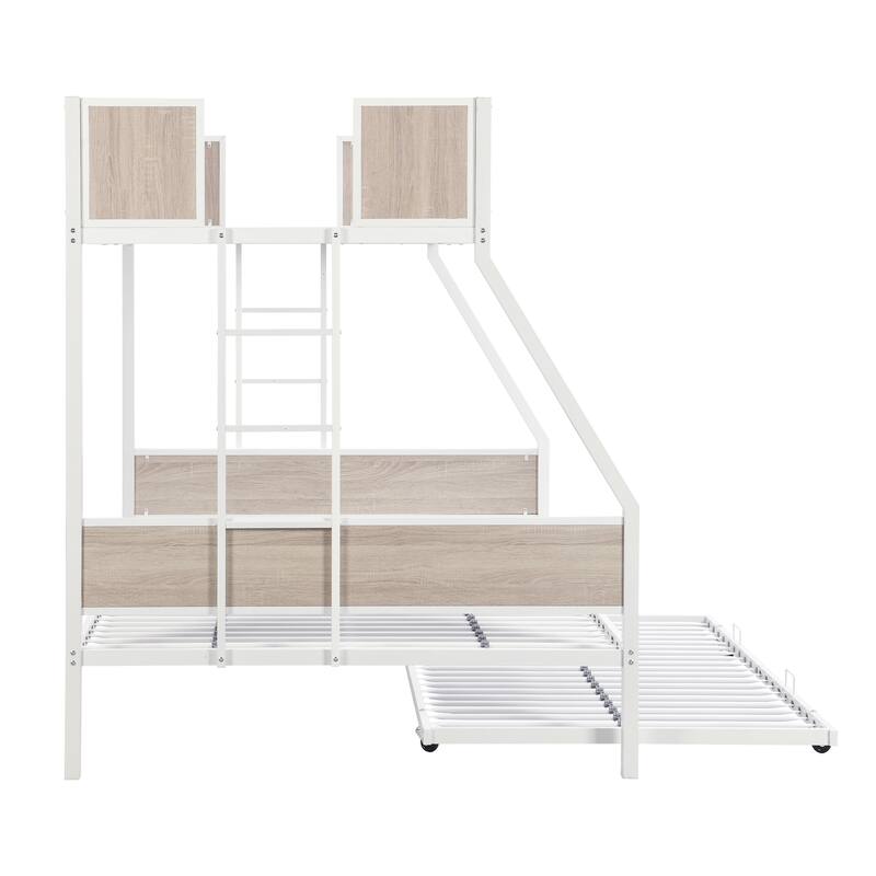 Full Over Full Bunk Bed w/Trundle & Full-Length Guardrails and Ladder