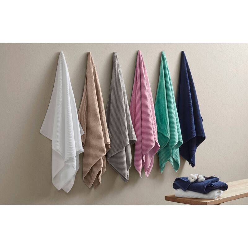 Madison Park Diagonal Ribbed Cotton Quick Dry Towel Set