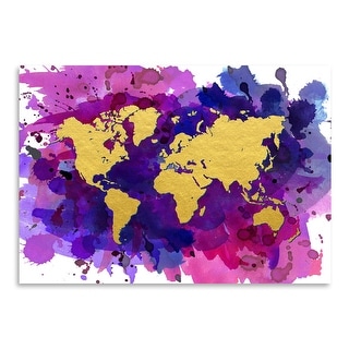 Americanflat - Pop Of Color Gold Watercolor World Map by Samantha ...