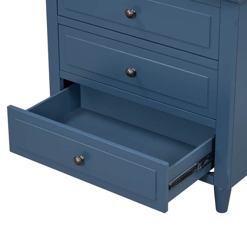 Elegant 3-Drawer Nightstand (Set of 2) Storage Cabinet Crafted from Solid Wood for Bedroom Organization
