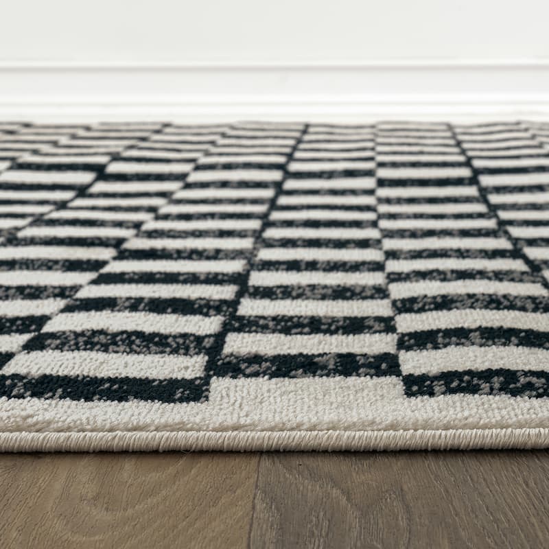 Contemporary Checkered Stylish Area Rug, Pet Friendly for Any Room