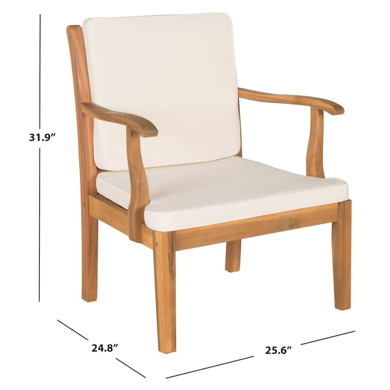 SAFAVIEH Outdoor Arely Acacia Wood 4-Piece Patio Set - 48W x 32D x 25H