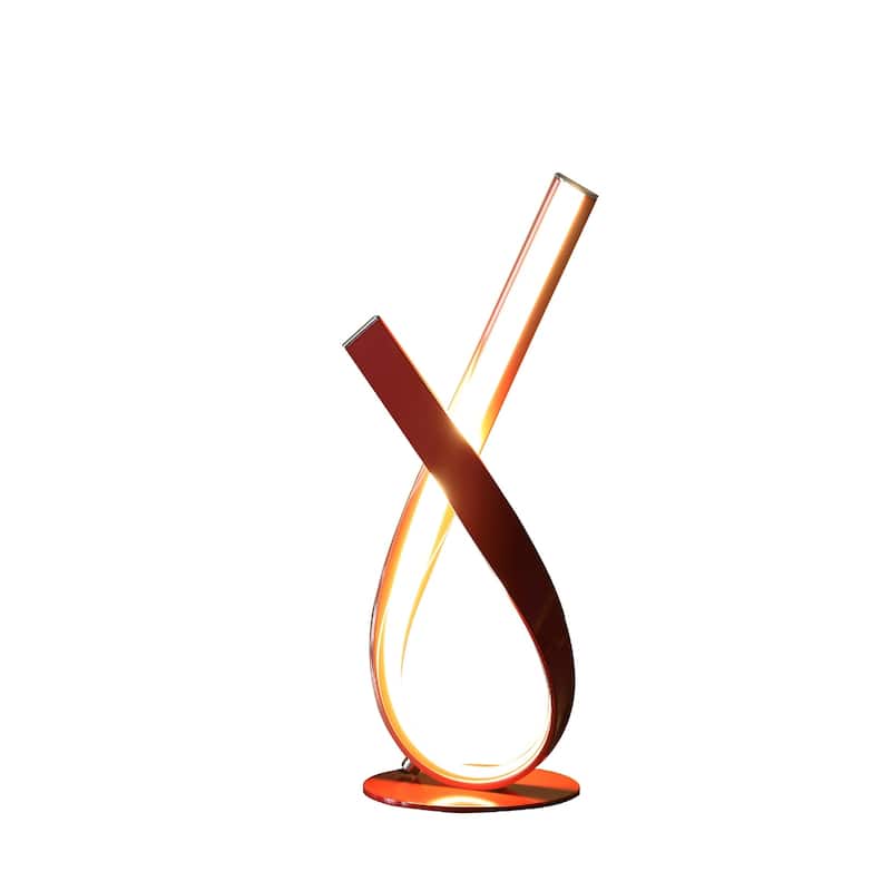 17" Modern Red Abstract Ribbons Metal Table Lamp with Integrated LED Light and with Inline Switch - 17"H x 6"W x 7.5"D