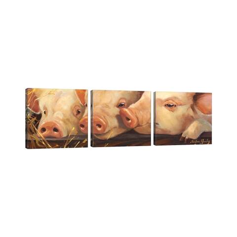 iCanvas "Pig Heaven" by Carolyne Hawley 3-Piece Canvas Wall Art Set