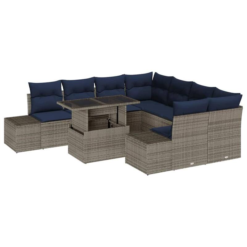 vidaXL 9 Piece Garden Sofa Set with Cushions - 103.9×92.1×27.2