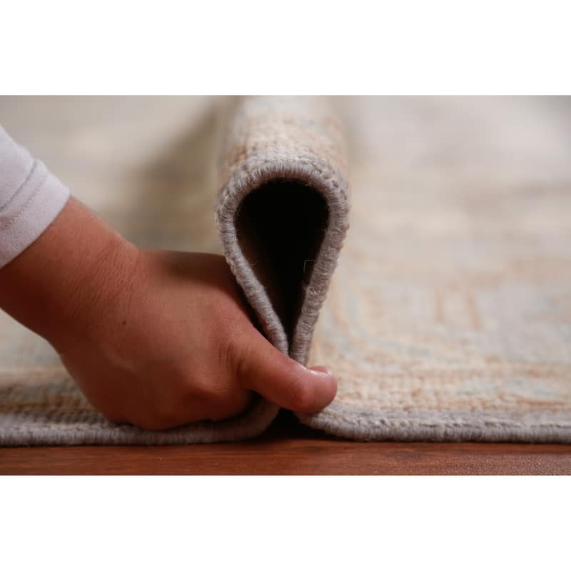 Hand Knotted Oriental 100% Wool Carpet Transitional All-Over Greys & Charcoal Oushak Area Rug - 14' 0'' X 10' 1''