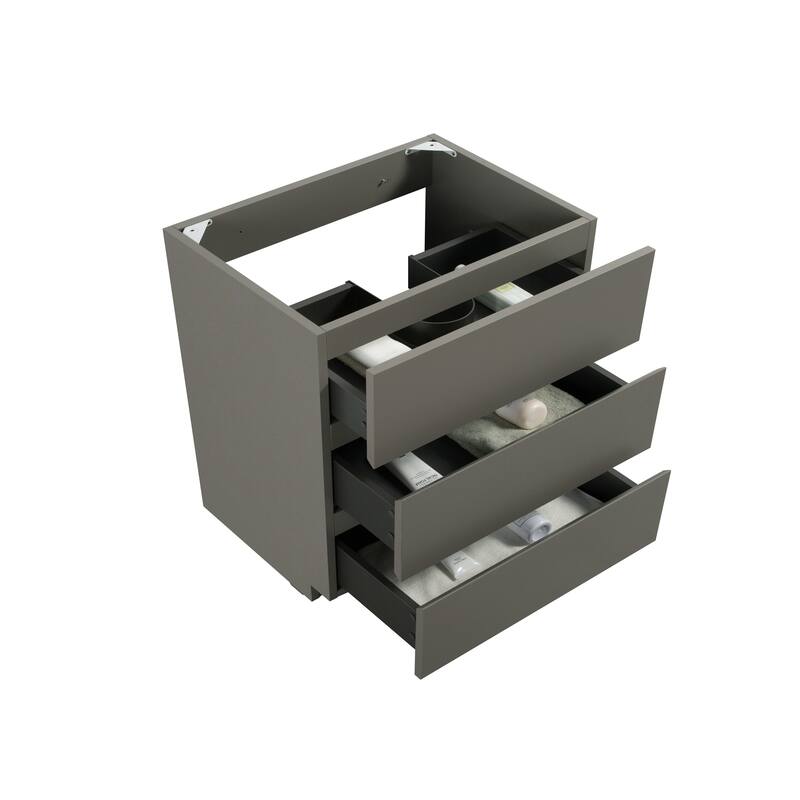 GDFStudio - Alice Gray Freestanding Bathroom Cabinet with Three Soft-Close Drawers, Pre-Assembled, No Basin