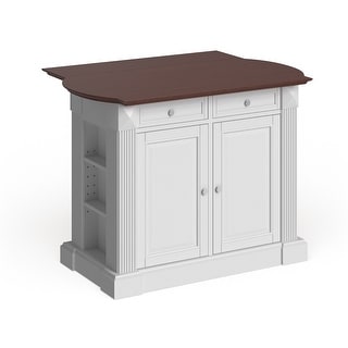 Coventry Drop Leaf Breakfast Bar Top Kitchen Island in White ...