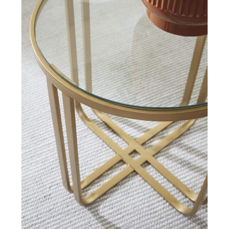 Signature Design by Ashley Milloton Gold Table (Set of 3) - 36" W x 36" D x 18.13" H