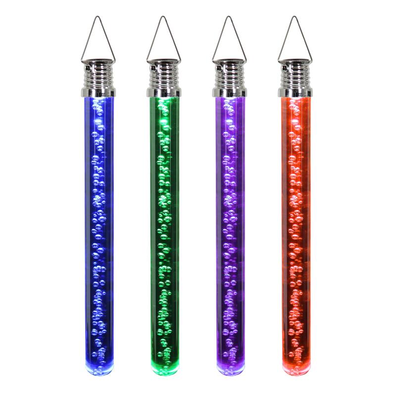 Exhart Solar Acrylic Bubble Stick with Color Changing LED Light, Set of Four, 10 Inch
